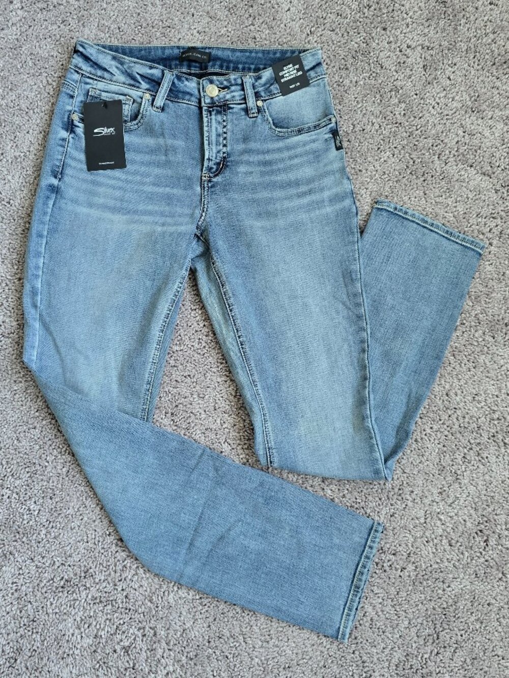 Silver Jeans Co Elyse Comfort Fit Mid Rise Straight Leg Jeans W27 L31 Stretch